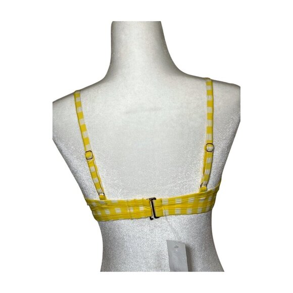 KONA SOL Womens Textured Triangle Bikini Top Yellow and White Size Small - Picture 2 of 6